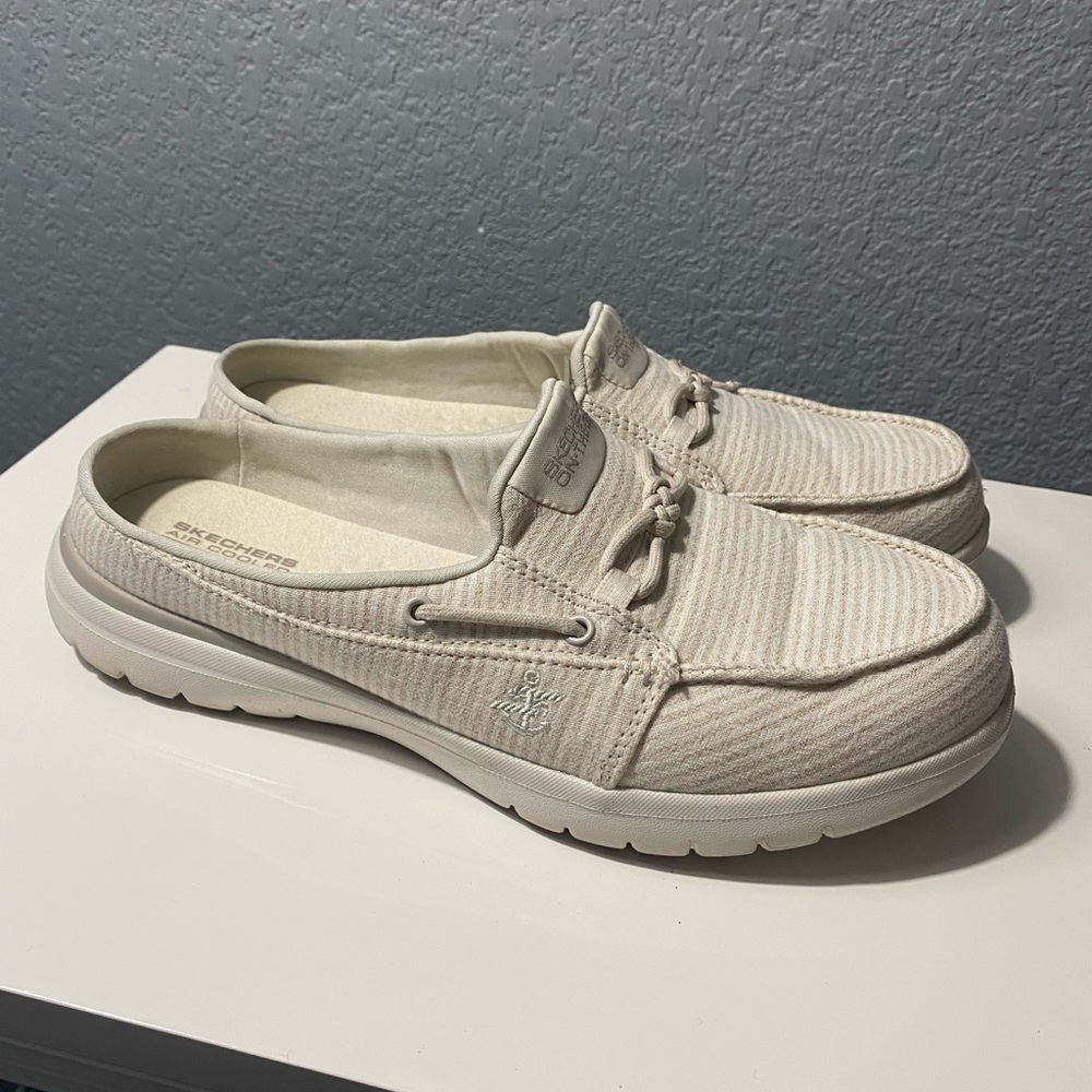 Skechers on the go beige slip on shoes size 8